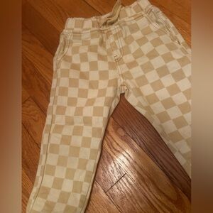 George Hats Checkered Denim Tan Joggers 2-3T